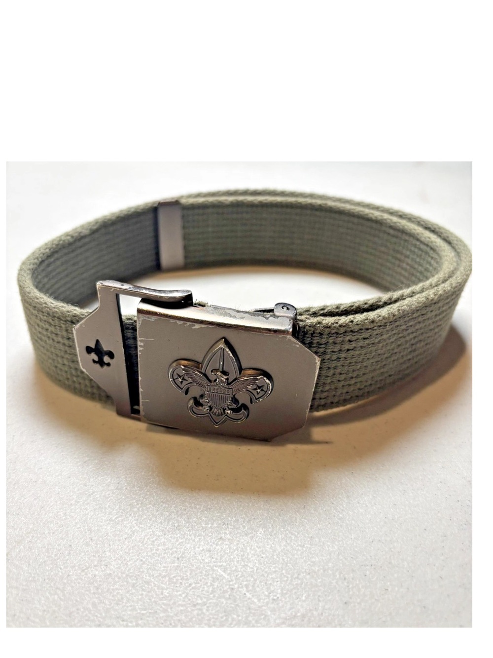 Boy Scouts BSA Uniform 30” Long Web Belt 26”-27” Waist Gunmetal Friction Buckle